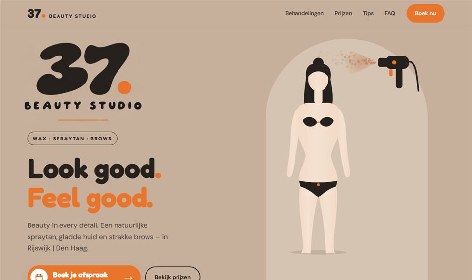 Voorbeeld: website van Beauty Studio 37