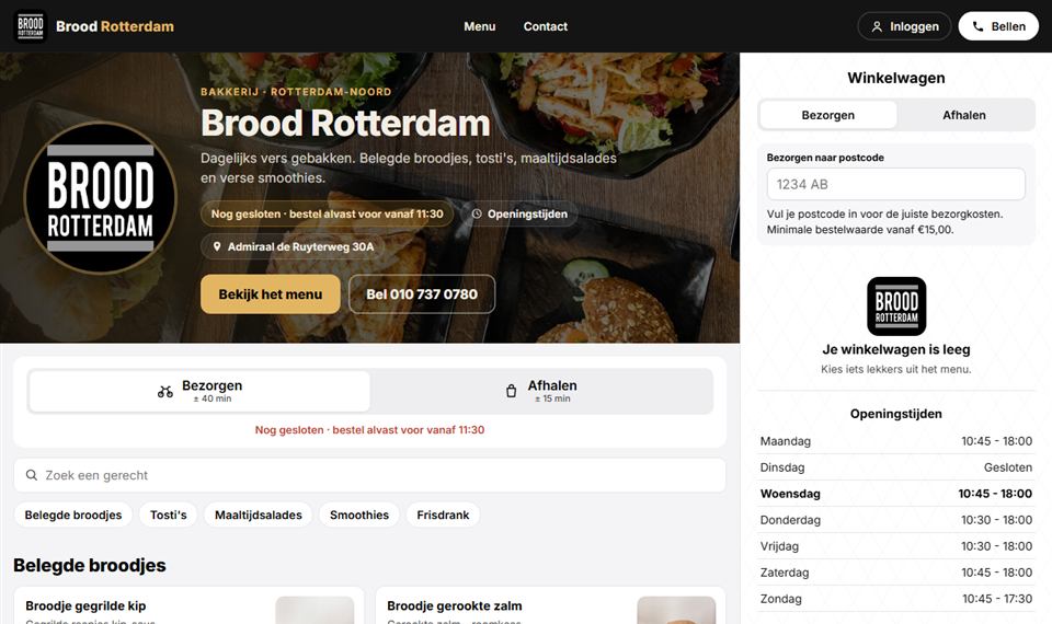 Voorbeeld: website van Brood Rotterdam