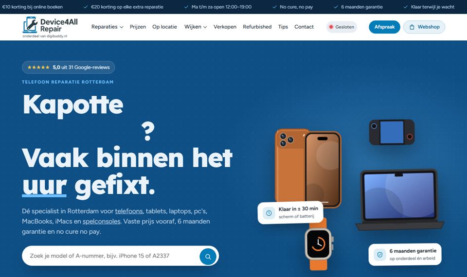 Voorbeeld: website van Device4All